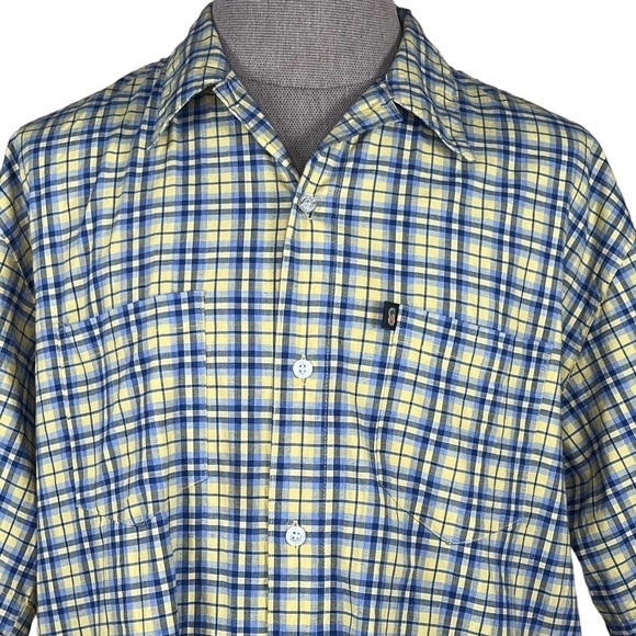 Pineapple Connection Men’s Blue & Yellow Plaid Button Down Shirt Oversized Large - Picture 3 of 14